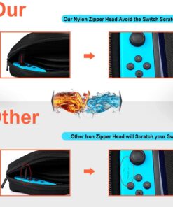 Deruitu Switch Carrying Case Compatible with Nintendo Switch/Switch OLED - Fit AC Charger Adapter - with 20 Game Cartridges Hard Shell Travel Switch Pouch for Console & Accessories Black 39 71e15qrDNJL 1