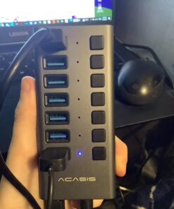 Powered USB Hub - ACASIS 7 Ports 36W USB 3.0 Data Hub - with Individual On/Off Switches and 12V/3A Power Adapter USB Hub 3.0 Splitter for Laptop, PC, Computer, Mobile HDD, Flash Drive and More 41 71e1cAzHEGL