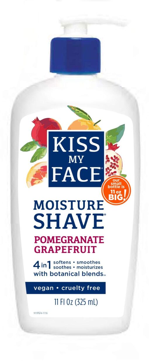 Kiss My Face Moisture Shave Shaving Cream, Pomegranate Grapefruit Shaving Soap, 11 Oz