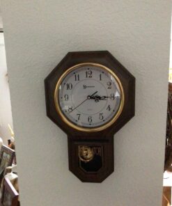 Timekeeper Essex Westminster Chime Faux Wood Pendulum Wall Clock, 17.5" x 11.25", Walnut Brown 17.5" x 11.25" Model: 180WAGM w/ Updated Chime 22 71e2TqT81DL