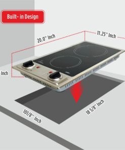 Summit CR2B120 12-inch Wide 115V 2-Burner Radiant Electric Cooktop, Jet Black Glass Easy to Clean, Two Burner Total 2400W, Push-to-Turn Knob Control, Indicator Light, Hot Warning, Easy Plug-In 15 71e2kNy ekL