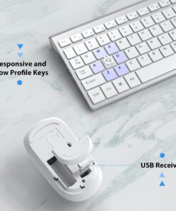 Wireless Keyboard and Mouse,J JOYACCESS USB Slim Wireless Keyboard Mouse with Numeric Keypad Compatible with iMac Mac PC Laptop Tablet Computer Windows -Silver White 31 71e38lUAyPL