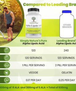 Simply Natures Pure Alpha Lipoic Acid 600mg 120 Veggie Capsules, Non-GMO Thioctic Acid 4 Month Supply 120 Count (Pack of 1) 24 71e3u3bCuHL