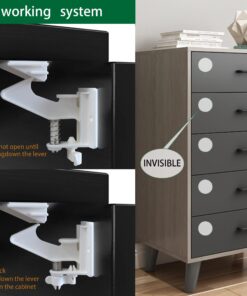 12 Pack Cabinet Locks Child Safety Latches - Vmaisi Baby Proofing Cabinets Drawer Lock with Adhesive Easy Installation - No Drilling or Extra Screws (White) Standard 12.0 26 71e4MzKY4iL