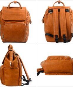 KZNI Leather Diaper Bag Backpack-Travel Diaper Backpack,Nappy Baby Bags for Mom,Unisex Maternity Diaper Bag Brown2 12 71e4eJ41esL