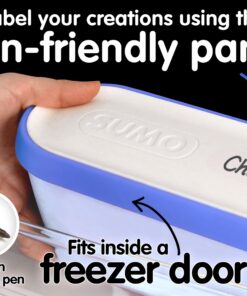 SUMO Ice Cream Containers with Lids for Homemade Ice Cream - Set of 2 Tubs - 1.5 Quart or 3 Pints per Container, Reusable Ice Cream Containers for Freezer Storage, Blue 19 71e4o21iWNL