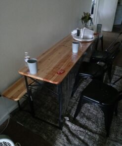 Giantex 70'' 3-Piece Portable Folding Picnic Beer Table with Seating Set Wooden Top Picnic Table for Patio Outdoor Activities Garden Use, 30'' Table Height Black(iron Frame); Wooden(tabletop & Chair Seats) 51 71e5FSprdyL