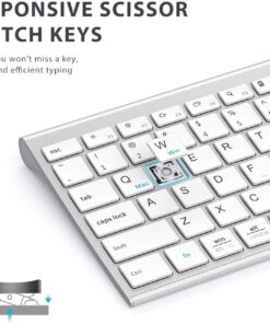 Bluetooth Keyboard, iClever DK03 Wireless Keyboard Multi-Device Keyboard, Dual Mode (Bluetooth 4.2 + 2.4G) Ultra-Slim Full-Size Keyboard for Mac, iPad, Apple, Android, Windows, Connect Up To 3 Devices 24 71e63RAyx6L