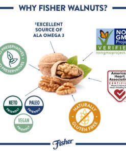 Fisher Chef's Naturals Walnut Halves & Pieces 1 lb, 100% California Unsalted Walnuts for Baking & Cooking, Snack Topping, Great with Yogurt & Cereal, Vegan Protein, Keto Snack, Gluten Free Halves and Pieces 16 Ounce (Pack of 1) 24 71e7 8SNOQL