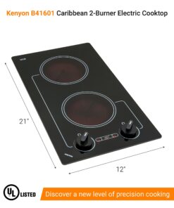 Alternative view of Kenyon B41601 6-1/2-Inch Caribbean 2-Burner Cooktop with Analog Control UL, 120-volt, Black