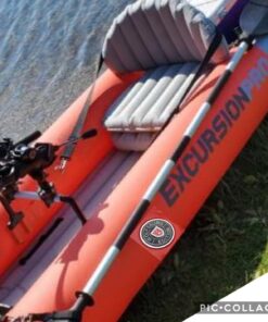INTEX Excursion Pro Inflatable Kayak Series: Includes Deluxe 86in Aluminum Oars and High-Output Pump – SuperTough PVC – Adjustable Bucket Seat – Fishing Rod Holders – Grab Handles 2-person Kayak Set 76 71eAqraIPvL