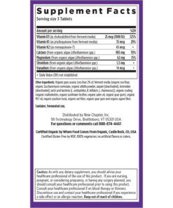 New Chapter Calcium Supplement - Bone Strength Organic Red Marine Algae Calcium - with Vitamin D3+K2 + Magnesium, 70+ Trace Minerals for Bone Health, Gluten Free, Easy to Swallow - 180 Slim Tablets 180 Count (Pack of 1) 19 71eCrcjqq1L