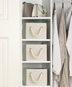 StorageWorks Storage Baskets for Organizing Shelves , Foldable Fabric Storage Bins with Handles, Beige, White & Ivory, 3-Pack, 11 ½" L x 8 ¾" W x 6 ½" H 25 71eEBgE3p6L