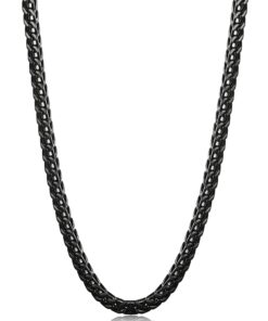 FIBO STEEL 3-6mm Curb Chain Necklace for Men Stainless Steel Biker Punk Style 18.0-30.0 inches Silver,Black,Gold 18 Inches Black-tone, 3mm width 7 71eIkQCcML