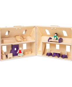 Melissa & Doug Fold and Go Wooden Dollhouse With 2 Dolls and Wooden Furniture,Multi,One Size 35 71eLS8kXJL
