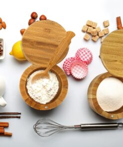 Estilo 2 pc Premium Bamboo Salt and Pepper Bowls, Wooden Spice Containers with Magnetic Swivel Lids, Perfect for Salt, Spice, Sugar, Pepper 2-Pack 23 71eM3zpPWOL