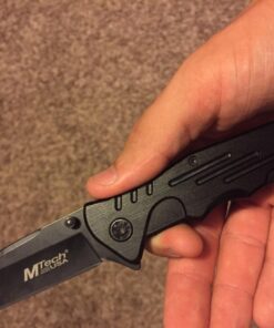 MTECH USA Tactical Folding Knife With 440 Stainless Tanto Blade,Black Black 48 71eMBEQAzrL