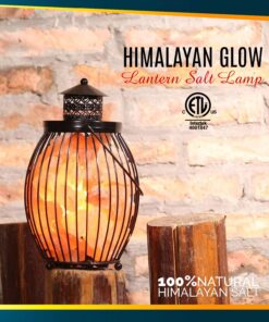 Himalayan Glow Lantern Style Basket Salt Lamp with Pink Salt Chunks,Pink Salt Nightlight,Salt Lamp Bulb,(ETL Certified) Dimmer Switch,Pleasant & Relaxing Amber Glow | 7-9 LBS 18 71eP23FXsSL