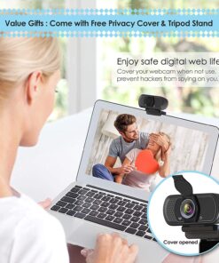 ToLuLu 1080P Webcam with Microphone, HD Webcam Web Camera with Tripod Stand, Widescreen USB Computer Camera, Streaming Mic Webcam for Online Calling/Conferencing, Zoom/Facetime/YouTube Laptop Desktop 35 71ePSUC7zL