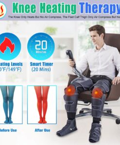 Leg Massager with Air Compression & Heat, 4-In-1 Foot Calf Thigh Knee Massager for Circulation & Pain Relief, 4 Modes 4 Intensities 2 Heat Levels, 10*2 Airbags, Compression Boots Machine, Fit 5'1-6'2 25 71ePZKMcuaL 4