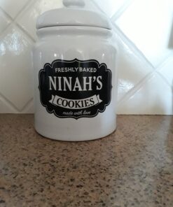 GiftsForYouNow Farmhouse Made with Love Personalized Cookie Jar, 10" Tall & 8" Diameter - Air Tight Ceramic Lid for Freshness, Customize Name on Jar, Hand Washable White Ceramic 12 71eRSsPQY7L