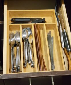 Utopia Kitchen Bamboo Silverware Organizer for Drawer Kitchen Utensil Organizer, Kitchen Drawer Organizer for Large Utensils, Cutlery Drawer Organizer, Silverware Holder, Flatware Organizer Tray 5 Compartments Natural 34 71eTBwdVb L