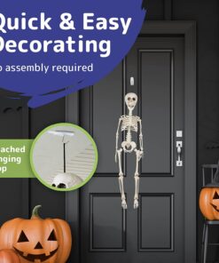 Prextex Skeleton Halloween & Day of The Dead Decoration for Home and Office - 19 Inch Posable Plastic Small Skeleton Toy Halloween Décor with Movable / Bendable Joints and 2 Sets of Body Accessories 19 inches 19 71eTIoD1HYL