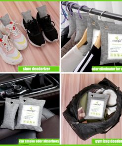 Activated Bamboo Charcoal Odor Absorber for Home, Nature Fresh Air Purifier Bags for Strong Odor Room Car and Shoes, Closet Freshener for Clothes 8 Packs 17 71eTMHb2byL