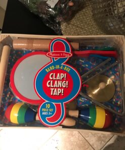 Melissa & Doug Band-in-a-Box Clap! Clang! Tap! - 10-Piece Musical Instrument Set - Kids Musical Instruments, Wooden Percussion Instruments For Toddlers And Kids Ages 3+ English Only 39 71eTPHDcLL