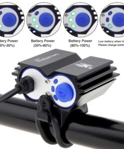 SecurityIng Waterproof 700 Lumens LED Bicycle Light 4 Modes Super Bright Bike Lamp Headlight + 8.4V Rechargeable Battery Pack + Charger for Camping, Cycling, Hiking, Riding 28 71eWSmkWmSL