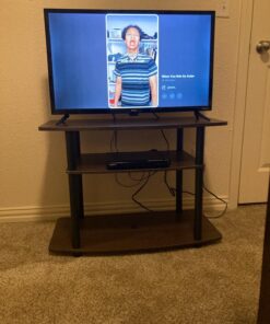 Furinno Turn-N-Tube No Tools 3-Tier Entertainment Center TV Stand for TV up to 32 Inch, Plastic Round Tubes, Dark Brown/Black 32-Inch Plastic Poles 39 71eWUe8HXxL