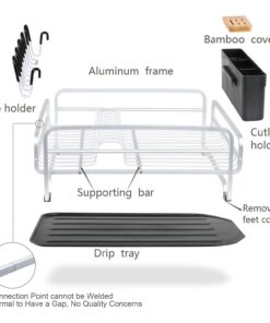KINGRACK Aluminum Dish Drying Rack,Large Dish Rack and Drain Board Set,Kitchen Dish Rack 28 71eWnUYEfQL