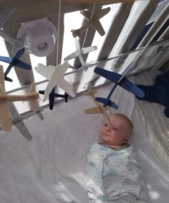 Sorrel + Fern Baby Crib Mobile (Airplanes in The Clouds) - Nursery Decoration Ceiling Mobile and Baby Shower for Boys & Girls - Grey and White Airplanes in The Clouds 30 71eXLoMkxcL 2