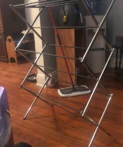 Amazon Basics Foldable Laundry Rack for Air Drying Clothing, 41.8" x 29.5" x 14.5" (L x W x H), Chrome Silver 37 71eXffA8ACL