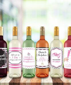 Pixelverse Design Bachelorette Wine Bottle Labels - 4" x 5" (6 pack) Bridal Shower Party Favors Gifts Bridesmaids Engagement Wedding Decorations Bride Maid of Honor Reception 24 71eY2b9WcL