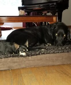 Furhaven Orthopedic Dog Bed for Large Dogs w/ Removable Washable Cover, For Dogs Up to 95 lbs - Ultra Plush Faux Fur & Suede Mattress - Chocolate, Jumbo/XL Ultra Plush Curly Faux Fur (Chocolate) 40.0"L x 32.0"W x 4.0"Th Orthopedic Foam 50 71eYU6T ZPL 1