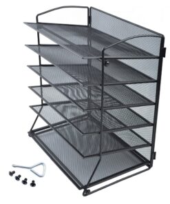 EASEPRES Extra Thick 6-Tier Mesh Desk Organizer Tray, Desktop File Folder Sorter Holder for Mail Paper Document Letter Organization Storage Accessories, for Office Home School Classroom, Black 1 Pack 24 71eZGU2NY8L