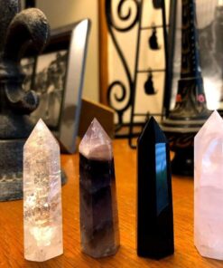 Healing Crystal Wands,2" Amethyst Crystal, Rose Quartz,Clear Quartz and Black Obsidian£¬6 Faceted Reiki Chakra Stones 4 pcs Pink,clear Quartz,black Obsidian,amethyst 2" Tall 62 71eaEQ uA2L