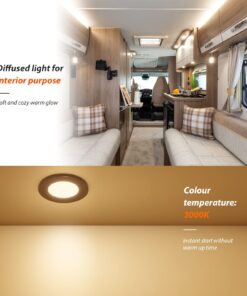 Dream lighting 12 Volt LED RV Lights Recessed Puck Lights - 2W Interior Ceiling Light for RV Trailer Boat - Warm White Black Shell Pack of 10 Pack 10 8 71eb PTQYGL