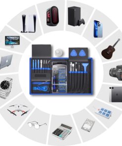 80 IN 1 Professional Computer Repair Tool Kit, Precision Screwdriver Set with 56 Bits, Magnetic screwdriver set Compatible for Laptop, PC, MacBook, Tablet, iPhone, PS4, and Other Electronic Repair Blue 30 71ec1XKQTZL