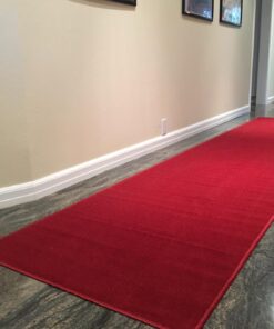 Machine Washable Modern Solid Design Non-Slip Rubberback 3x12 Traditional Runner Rug for Hallway, Kitchen, Bedroom, Living Room, 2'7" x 12', Red Solid Red Runner - 2'7" x 12' 47 71ecS0dz2jL