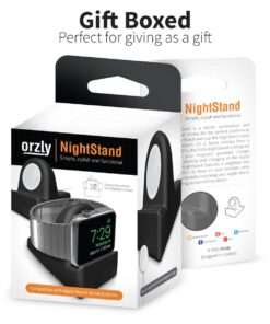 Orzly Compact Stand for Apple Watch - Nightstand Mode Compatible - Green Support Stand with Integrated Cable Management Slot (38mm & 42mm Compatible) 14 71ed2aAnEL