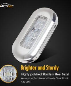 Partsam 4pcs 3" LED Oblong Stainless Courtesy Light Submersible Yacht Marine Boat Deck Lights, Walkways Step storage Led Interior Exterior courtesy Lights lighting, Suface Mount, 12V 13 71eeVfWchaL