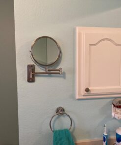 JERDON Two-Sided Wall-Mounted Makeup Mirror - Makeup Mirror with 5X Magnification & Wall-Mount Arm - 8-Inch Diameter Mirror with Nickel Finish Wall Mount - Model JP7506N 41 71egl2DSxVL 2