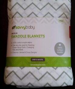 Ziggy Baby Muslin Baby Swaddle Blankets - 3 Pack - Gender Neutral for Boys and Girls - Chevron, Arrow, Cross, Grey/White (47x47) Grey-white 47 71ehYOa5LNL