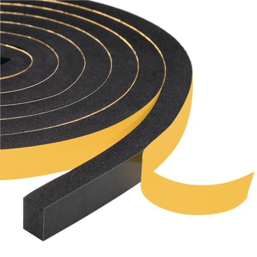 Yotache Foam Tape Weather Stripping for Door 2 Rolls 1/2" W X 3/8" T (New Adhesive Craft), High Density Closed Cell Adhesive Weather Seal Strip Black, 13 Ft Length (2 X 6.5 Ft Each) 1/2" x 3/8" x 13'