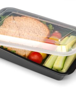 Ez Prepa [15 Pack 28oz Single Compartment Meal Prep Containers with Lids - Food Storage Containers Bento Box, Lunch Containers, Microwavable, Freezer, and Dishwasher Safe, Food Containers 18 71ek3O92bML