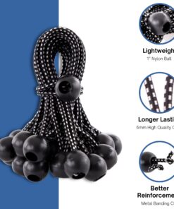 Kotap BB-6B Ball Bungee Cord, Heavy-Duty & Versatile, Indoor & Outdoor, Tarp Tie-Down, Organize & Secure, 6-Inch, Black, 25 Pack 6 Inch 25-Pack 23 71ekAFmraiL