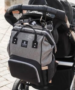 Hafmall Diaper Bag Backpack, Multifunctional Baby Diaper Bag with Stroller Hooks, Stylish Baby Bag for Mom Dad, Gray Black Black Gray 53 71ekkPVm AL