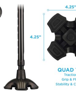 NOVA Sugarcane, Walking Cane with All Terrain Rubber Quad Tip Base and Carrying Strap, Black Design 7 71el3OL4GJL